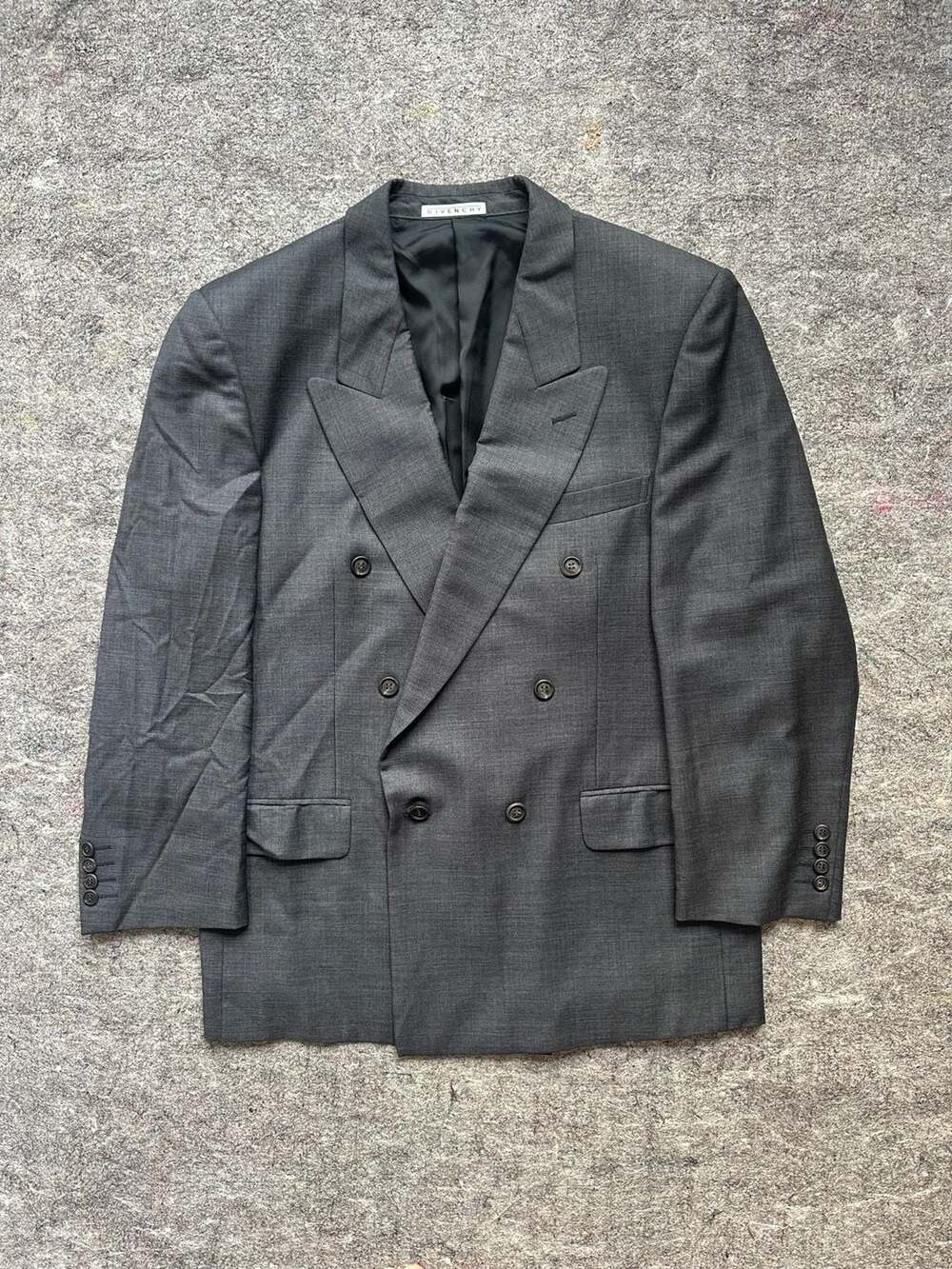 Vintage Givenchy Monsieur Men’s Double Breasted Wool Blazer 40C Gray